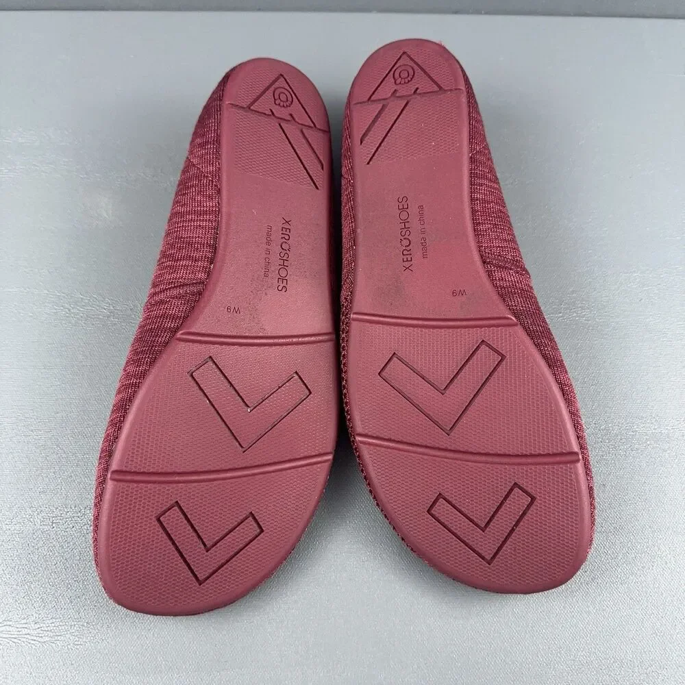 Xero Shoes Phoenix Knit Ballet Flats Tibetan Red Burgundy Womens Size 9 Barefoot